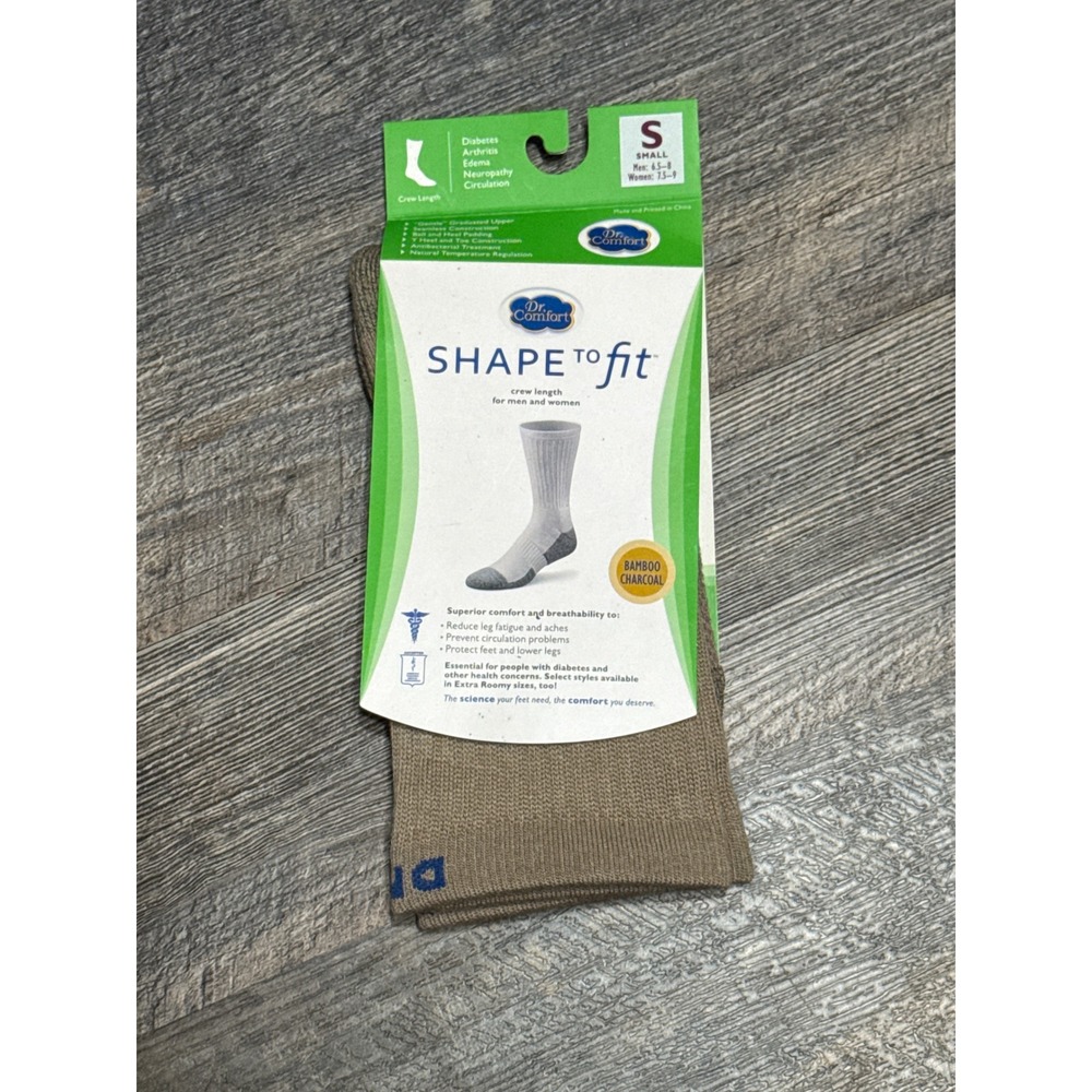 Dr. Comfort Shape-to-Fit Diabetic Crew Socks Sand Small Mens 6.5-8 Womens 7.5-9